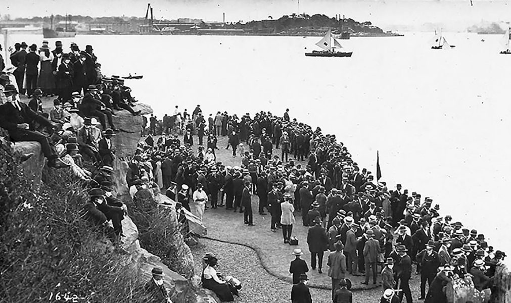 Clark Island was Mark Foy's 'grandstand' for his 18 Footer races on Sydney Harbour (archive)