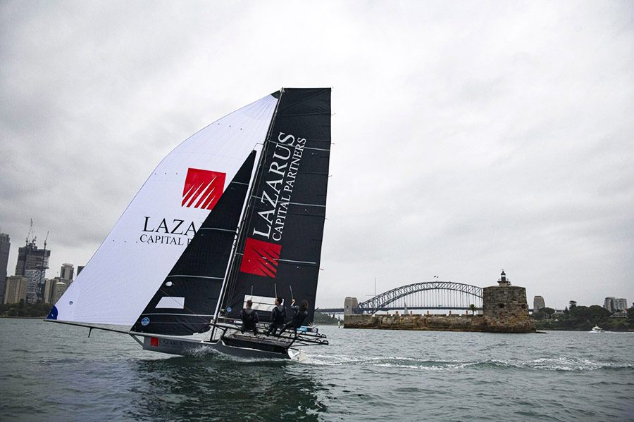 Lazarus Capital Partners shows her paces on Sydney Harbour at the official launch (pic by Mark O'Meally)