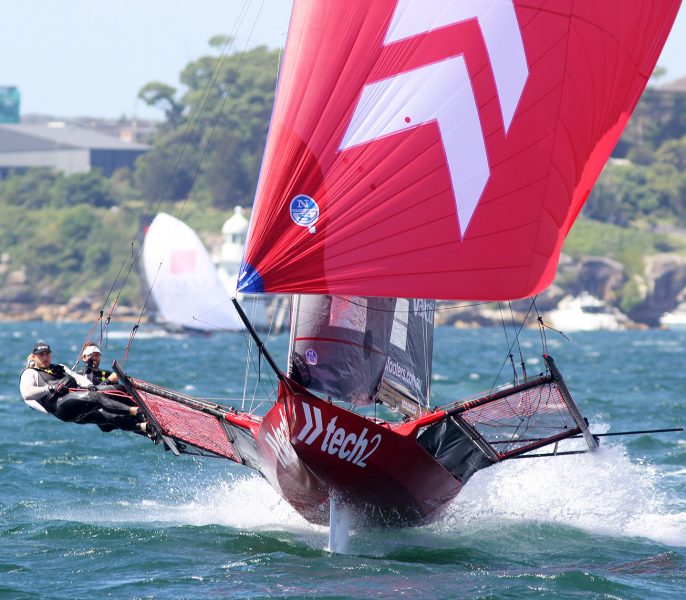 Tech2 'leads' downwind on the first lap of the course