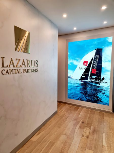 The office entrance to Lazarus Capital Partners backs up the support MD Dale Klynhout and his team have for the 18s partnership