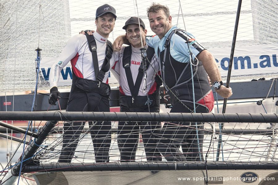 David Witt and team onboard Appliances Online - winner of JJ Giltinan Race 3 2017 by Sport Sailing Photography.com